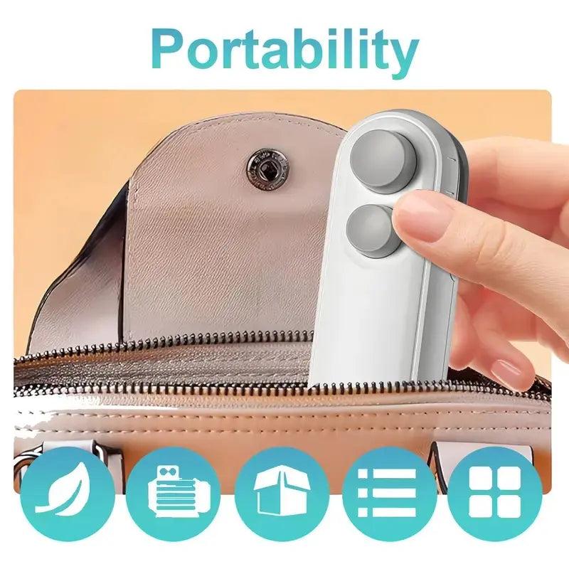 Rechargeable 2-In-1 Bag Sealer & Cutter – Portable Heat Sealer for Snacks, Chips, and Plastic Bags – Keeps Food Fresh – Easy to Use – White – Plastic Bag Sealer – Christmas Gift