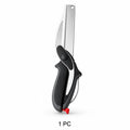 2 in 1 Kitchen Scissors for Food – Stainless Steel Blade & Plastic Cutting Board Scissors with Safety Lock | 9.6" Tomato Knife, Fruit & Vegetable Cutter – Easy-To-Use Kitchen Shears for Meat, Cheese