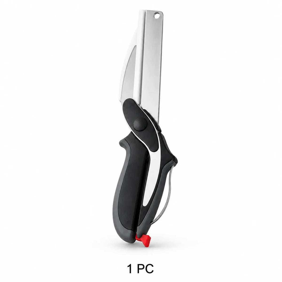 2 in 1 Kitchen Scissors for Food – Stainless Steel Blade & Plastic Cutting Board Scissors with Safety Lock | 9.6" Tomato Knife, Fruit & Vegetable Cutter – Easy-To-Use Kitchen Shears for Meat, Cheese