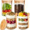 4-Pack 16 Oz Glass Mason Jars with Lid + Spoon Set - Durable Kitchen Preservation Canister Utensils, Reusable Food Container for Storage Organization, Meal Prep Ideas & Fresh Food Keeping