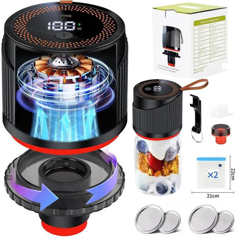 Mason Jar Vacuum Sealer Machine - Universal for Wide Mouth & Regular Mouth Jars, Automatic Portable Kitchen Food Storage Preserving Vacuum Sealer
