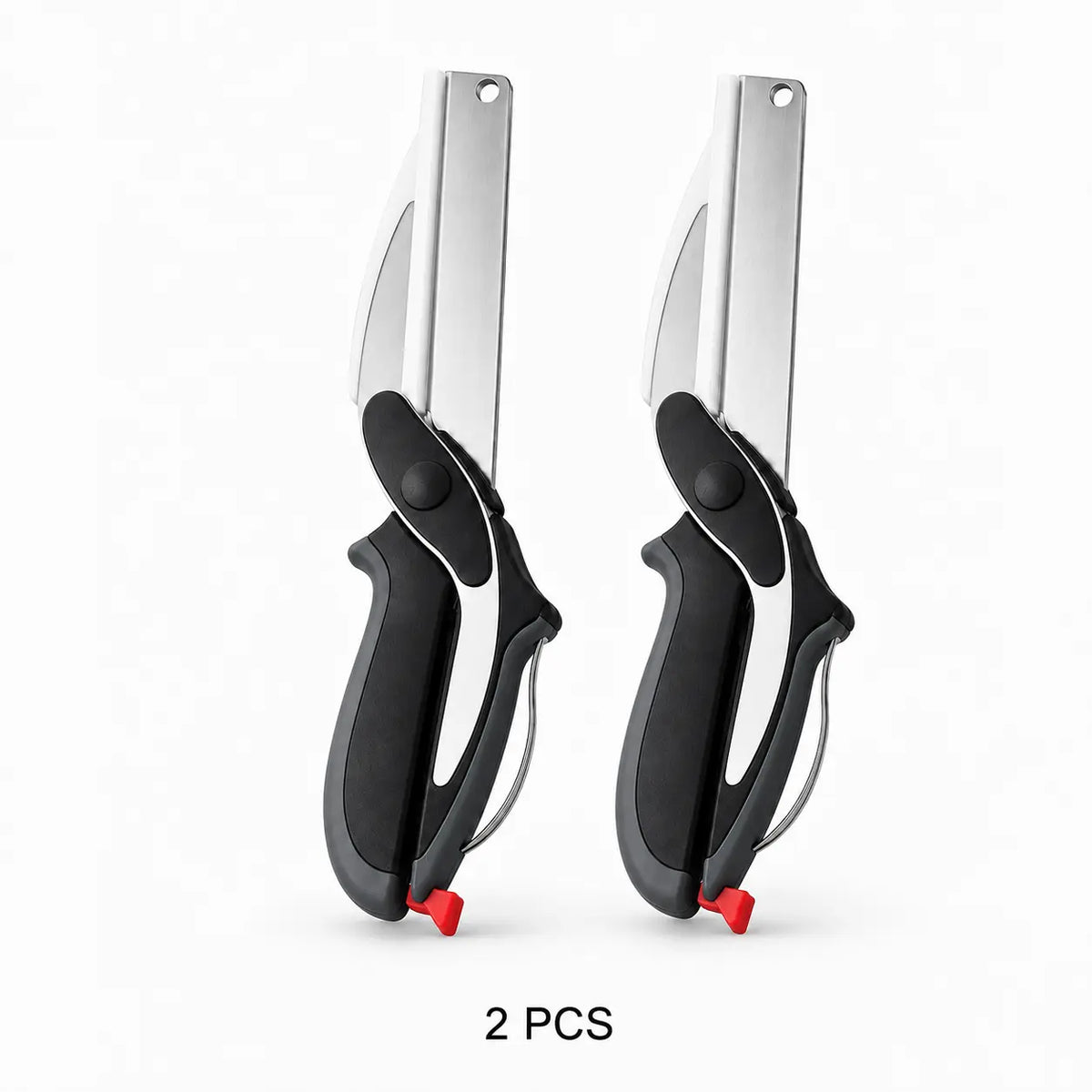 2 in 1 Kitchen Scissors for Food – Stainless Steel Blade & Plastic Cutting Board Scissors with Safety Lock | 9.6" Tomato Knife, Fruit & Vegetable Cutter – Easy-To-Use Kitchen Shears for Meat, Cheese