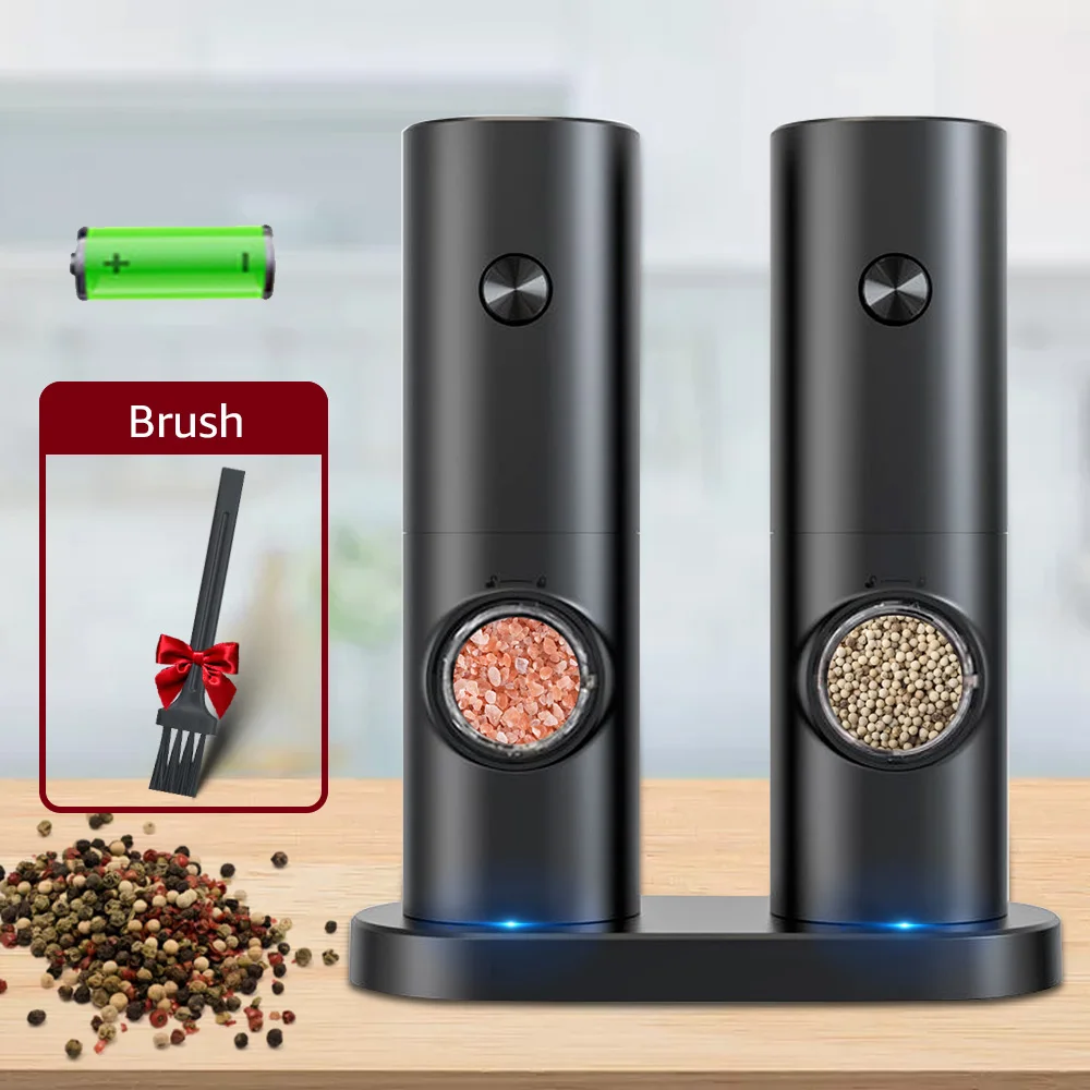Electric Pepper & Salt Grinder Set with LED Light