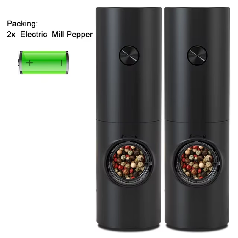 Electric Pepper & Salt Grinder Set with LED Light
