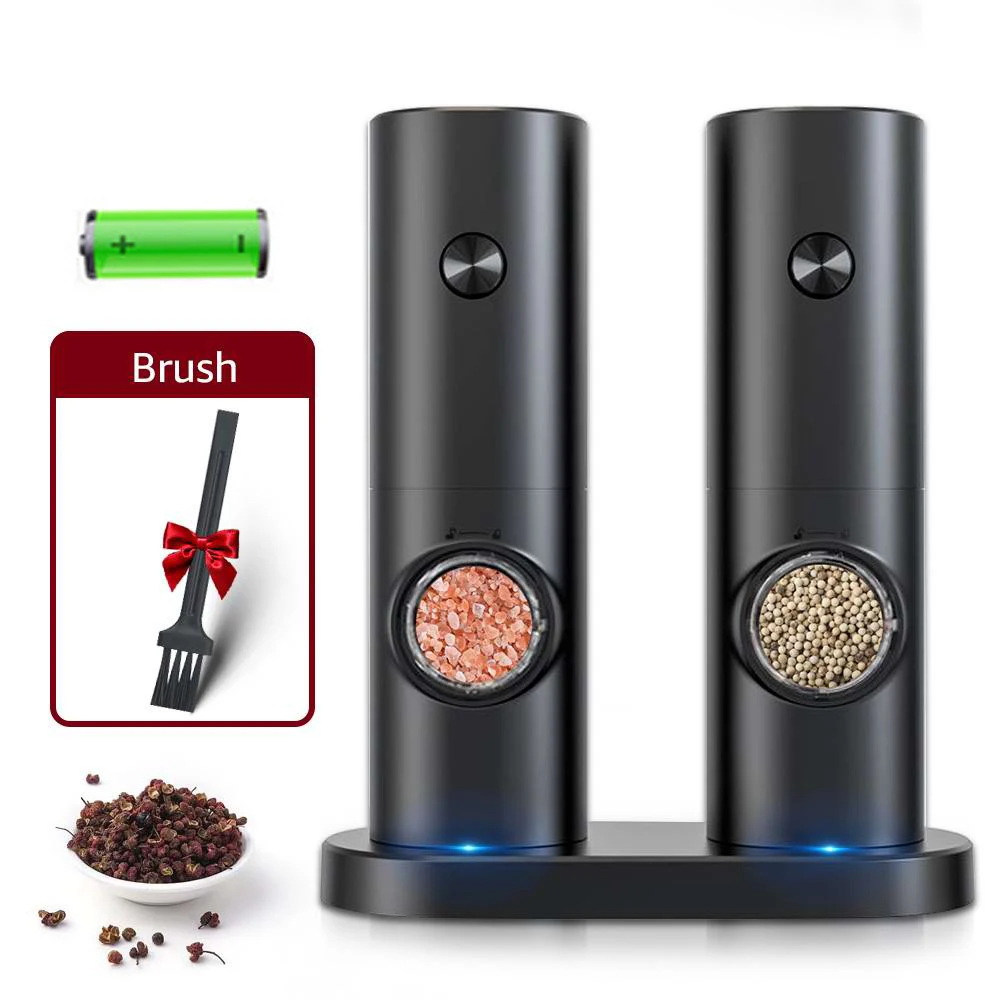 Electric Pepper & Salt Grinder Set with LED Light
