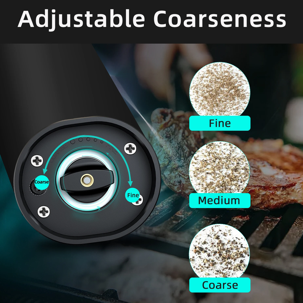 Electric Pepper & Salt Grinder Set with LED Light