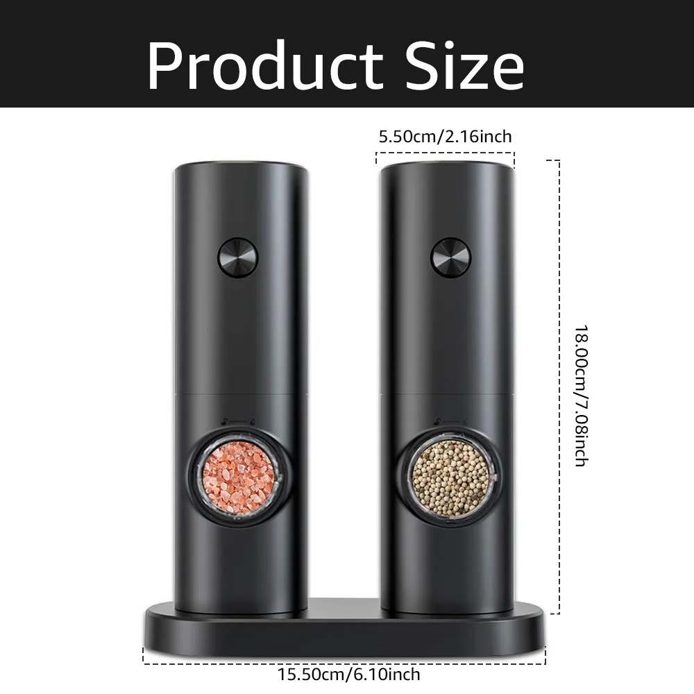 Electric Pepper & Salt Grinder Set with LED Light