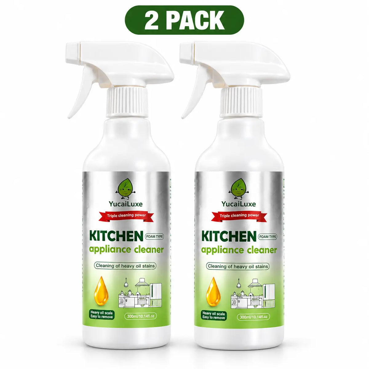 Kitchen Appliance Foam Cleaner, 300Ml Clinging Degreaser for Range Hood, Stove, Oven Exterior & Stainless Steel Surfaces, Yucailuxe