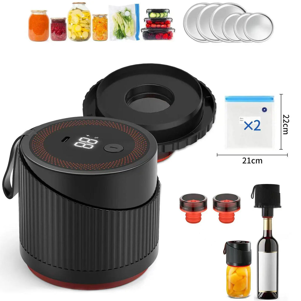 Mason Jar Vacuum Sealer Machine - Universal for Wide Mouth & Regular Mouth Jars, Automatic Portable Kitchen Food Storage Preserving Vacuum Sealer